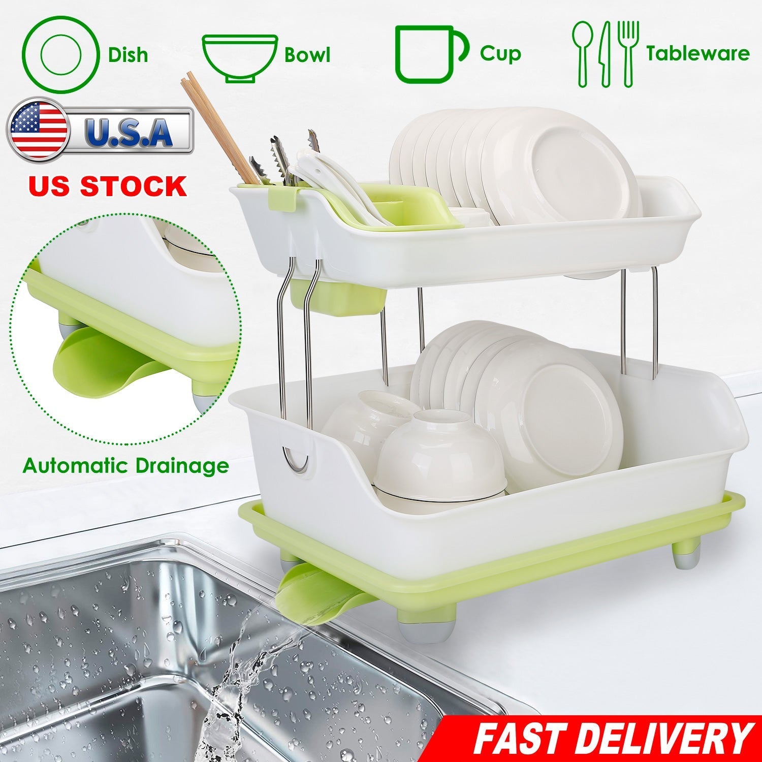 2-Tier Dish Drying Rack