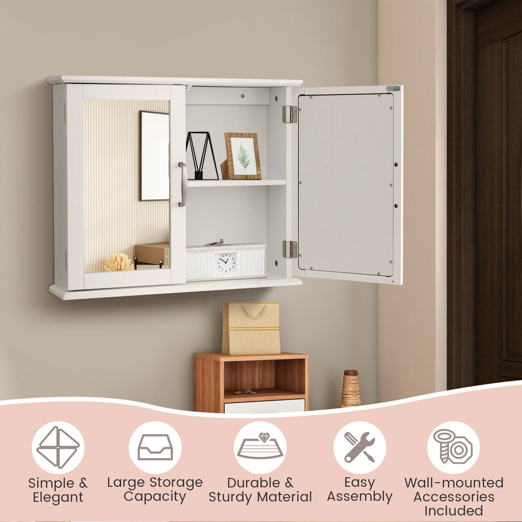 2-Tier Mirrored Bathroom Cabinet