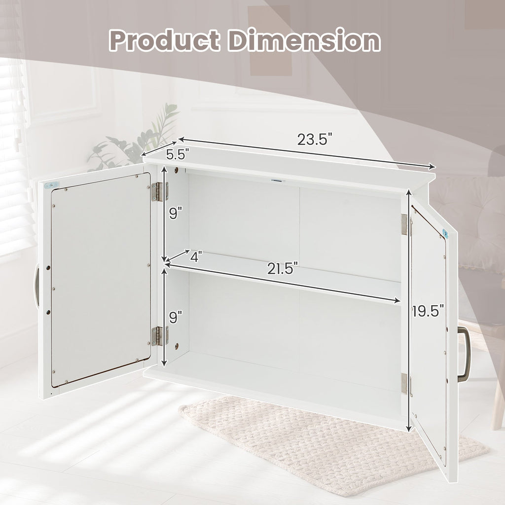 2-Tier Mirrored Bathroom Cabinet