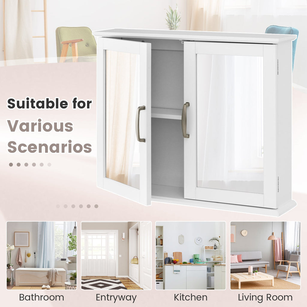 2-Tier Mirrored Bathroom Cabinet