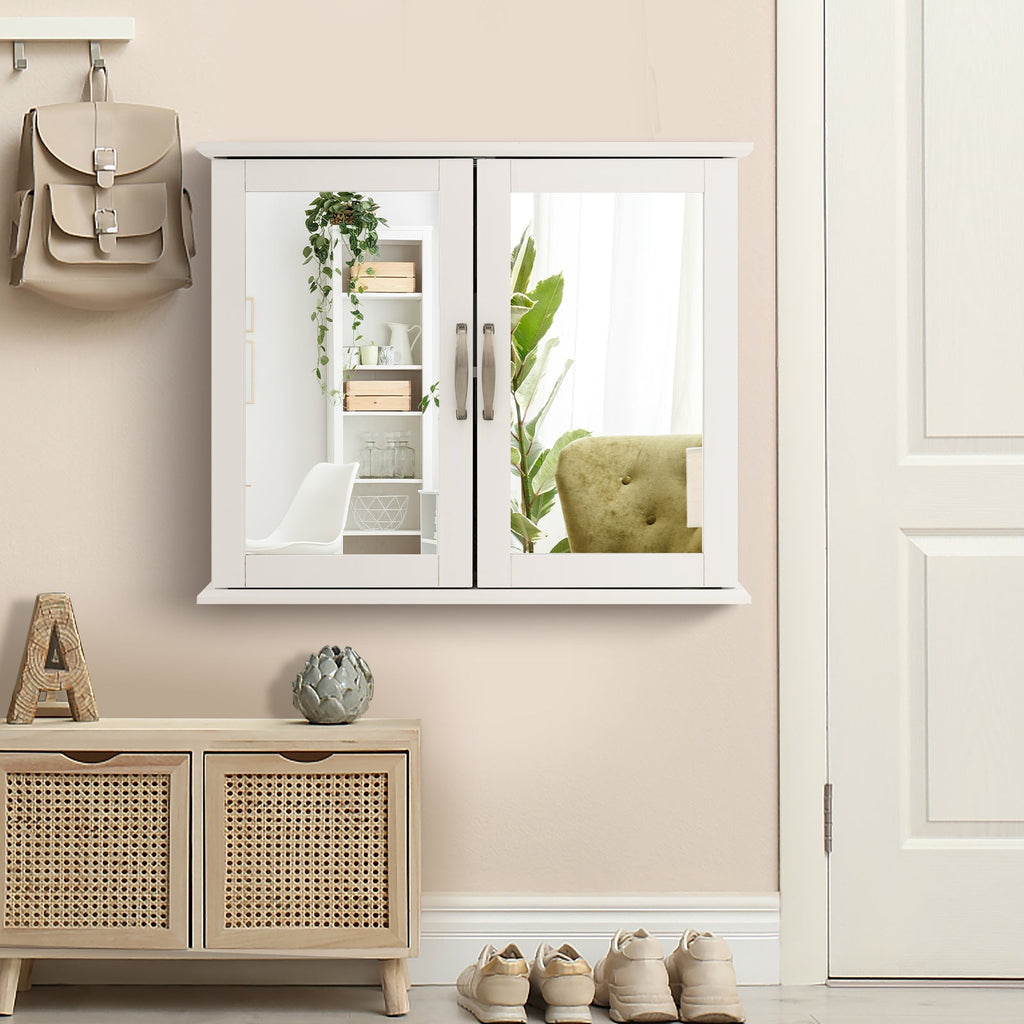 2-Tier Mirrored Bathroom Cabinet