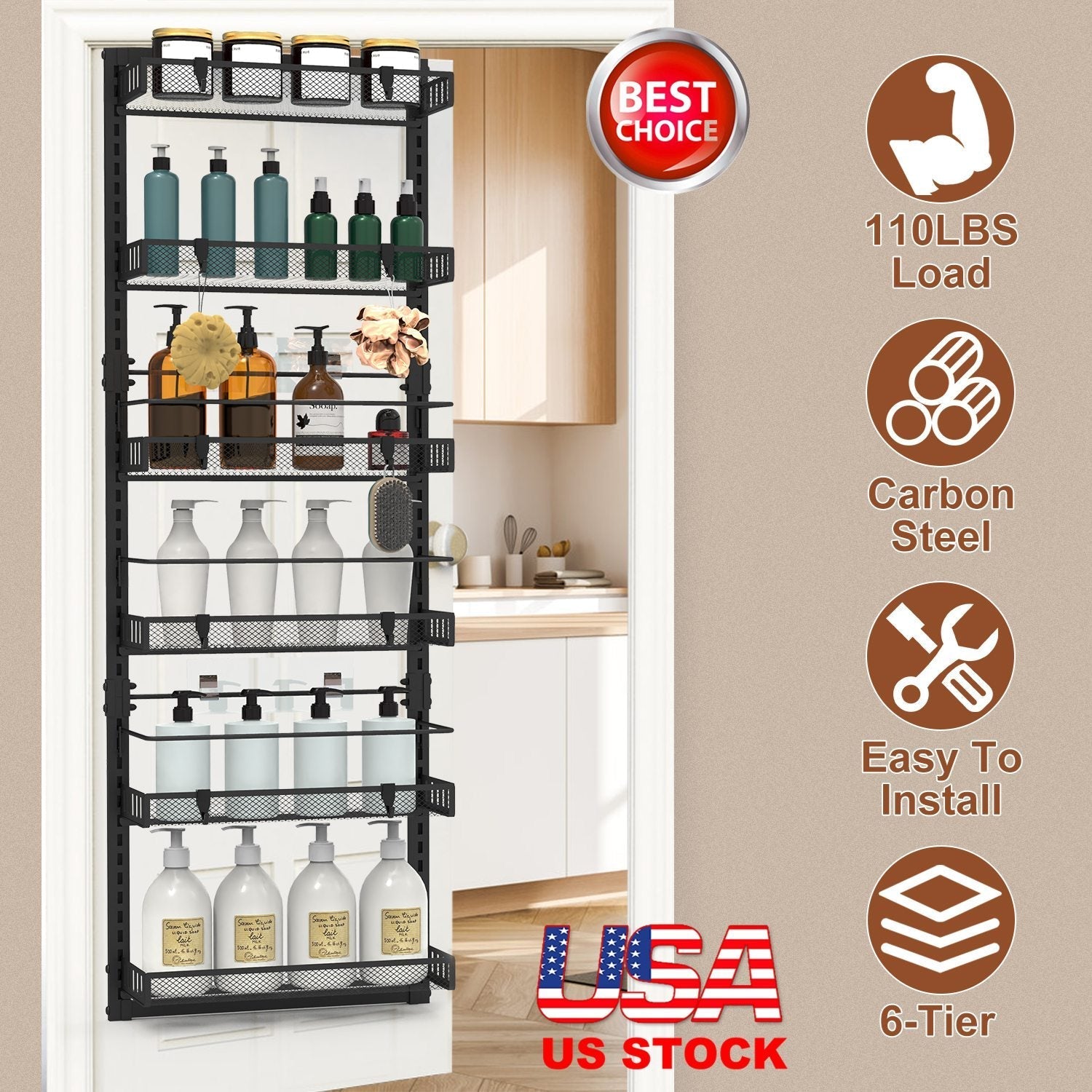 6-Tier Over-the-Door Pantry Organizer