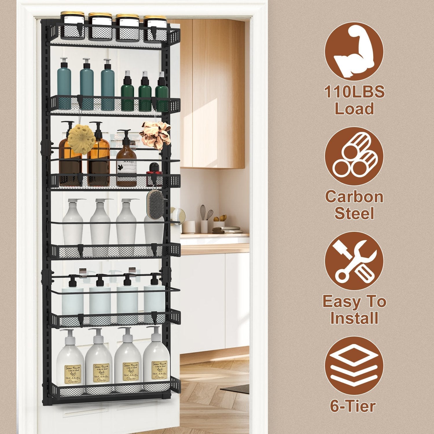 6-Tier Over-the-Door Pantry Organizer