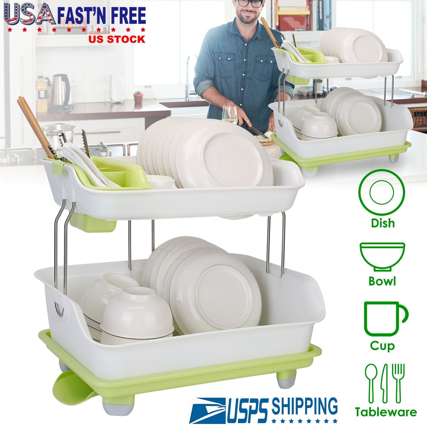 2-Tier Dish Drying Rack