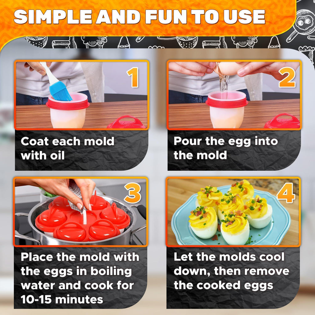 Hard Boiled Silicone Egg Cooker Without the Shell as seen on TV Non Stick Egg Poacher with Holder