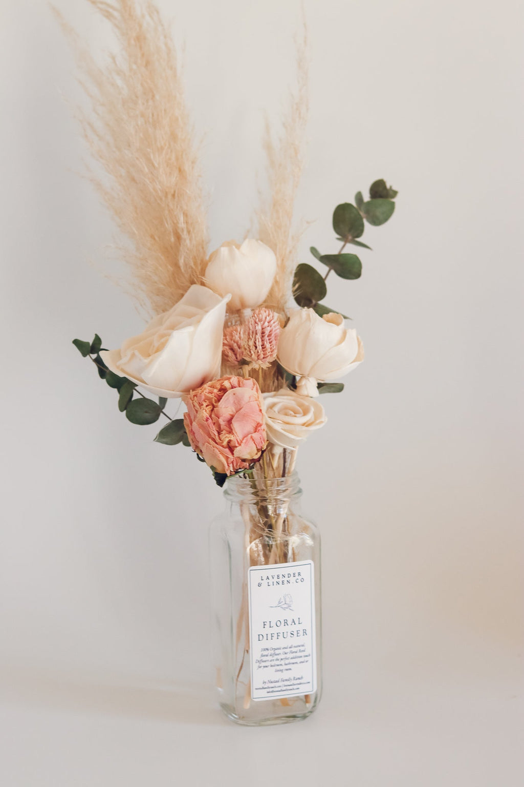 Botanical Diffuser Bouquet | Preserved Floral Home Fragrance with Blush Peonies 8oz