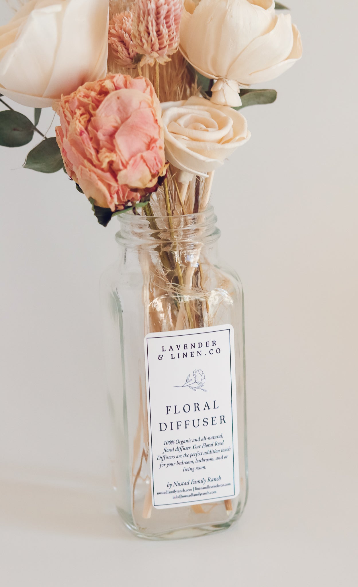 Botanical Diffuser Bouquet | Preserved Floral Home Fragrance with Blush Peonies 8oz
