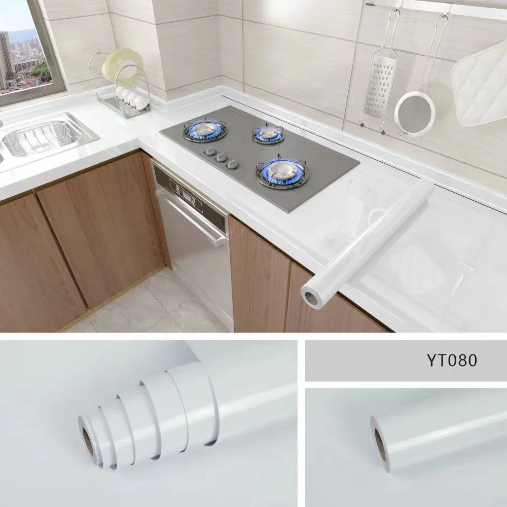 40cm Marble Self-adhesive Wallpaper Kitchen Cabinet Stove Countertop Contact paper PVC Waterproof Renovation Tile Wall Stickers