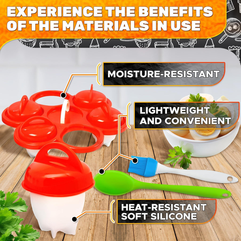Hard Boiled Silicone Egg Cooker Without the Shell as seen on TV Non Stick Egg Poacher with Holder