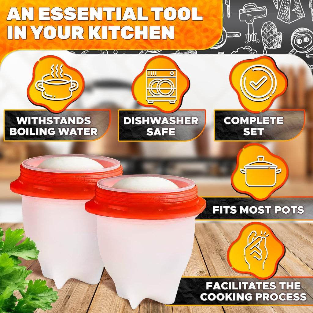 Hard Boiled Silicone Egg Cooker Without the Shell as seen on TV Non Stick Egg Poacher with Holder