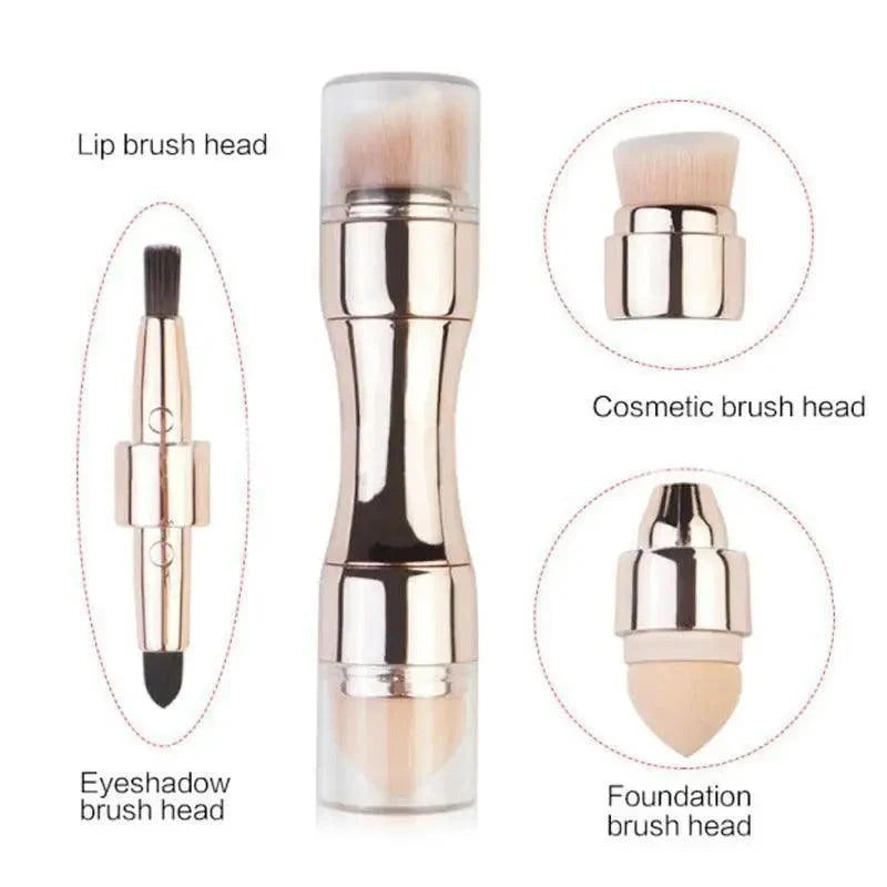 New Vintage Style 4 In 1 Makeup Brushes For Foundation, Eyebrow Shadow, Eyeliner Blush Powder, Brush Cosmetic And Concealer Professional Makeup Brush