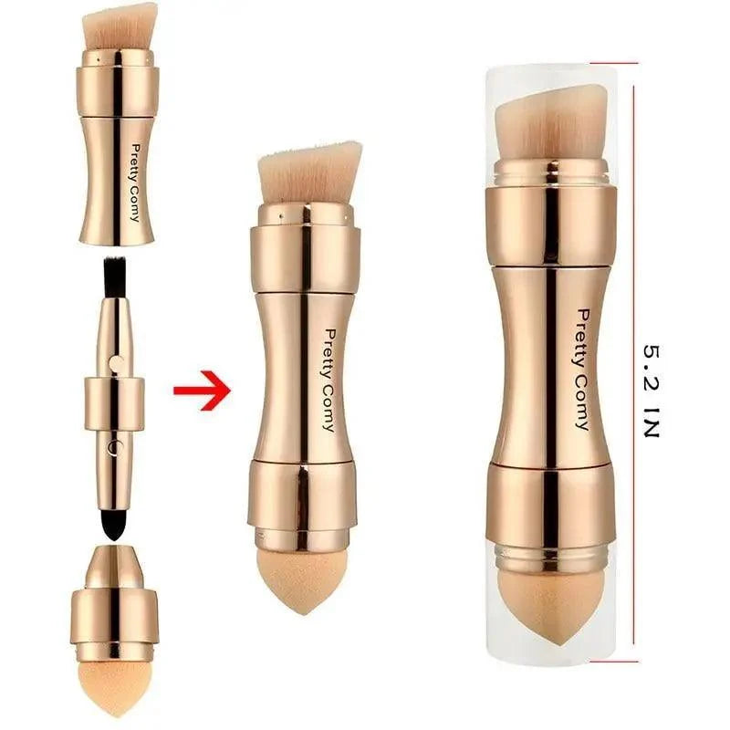 New Vintage Style 4 In 1 Makeup Brushes For Foundation, Eyebrow Shadow, Eyeliner Blush Powder, Brush Cosmetic And Concealer Professional Makeup Brush