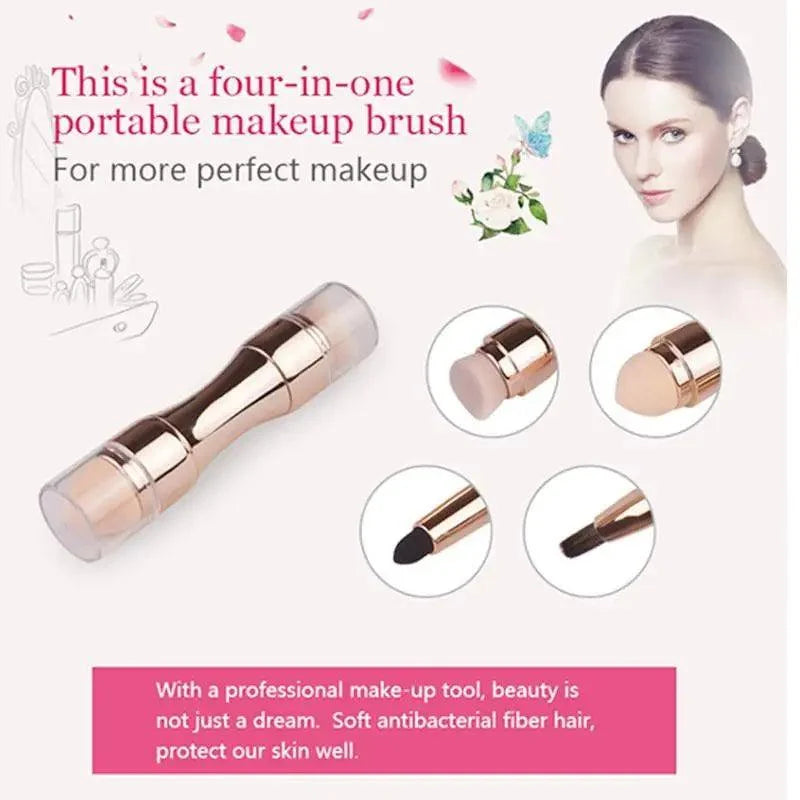 New Vintage Style 4 In 1 Makeup Brushes For Foundation, Eyebrow Shadow, Eyeliner Blush Powder, Brush Cosmetic And Concealer Professional Makeup Brush