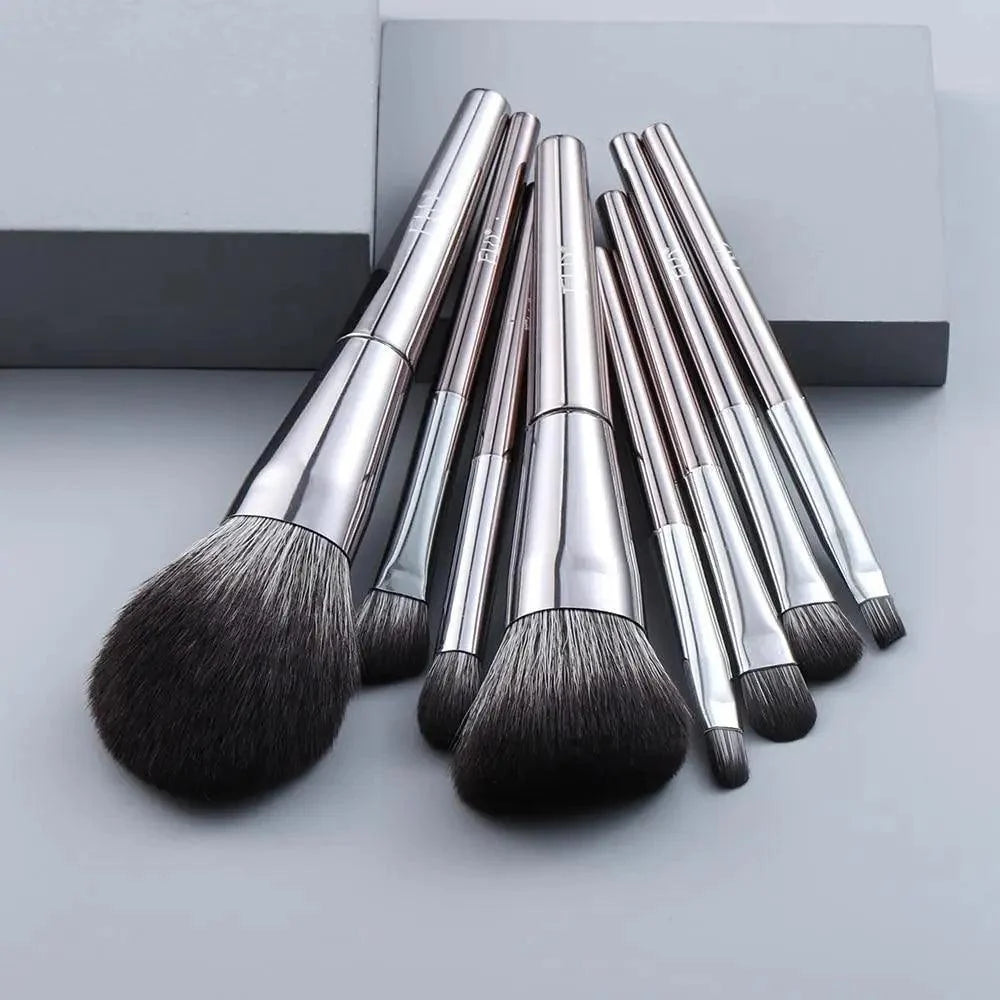 Sizzling 11/8pcs Natural Hair Green Makeup Brushes Foundation Powder Eyeshadow Eyebrow Brush Set Profesional Cosmetic Tool